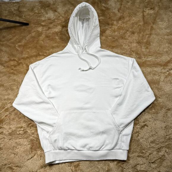 Vintage ASOS Design White Oversized Hoodie Back Graphic Unisex Size M - Picture 2 of 6